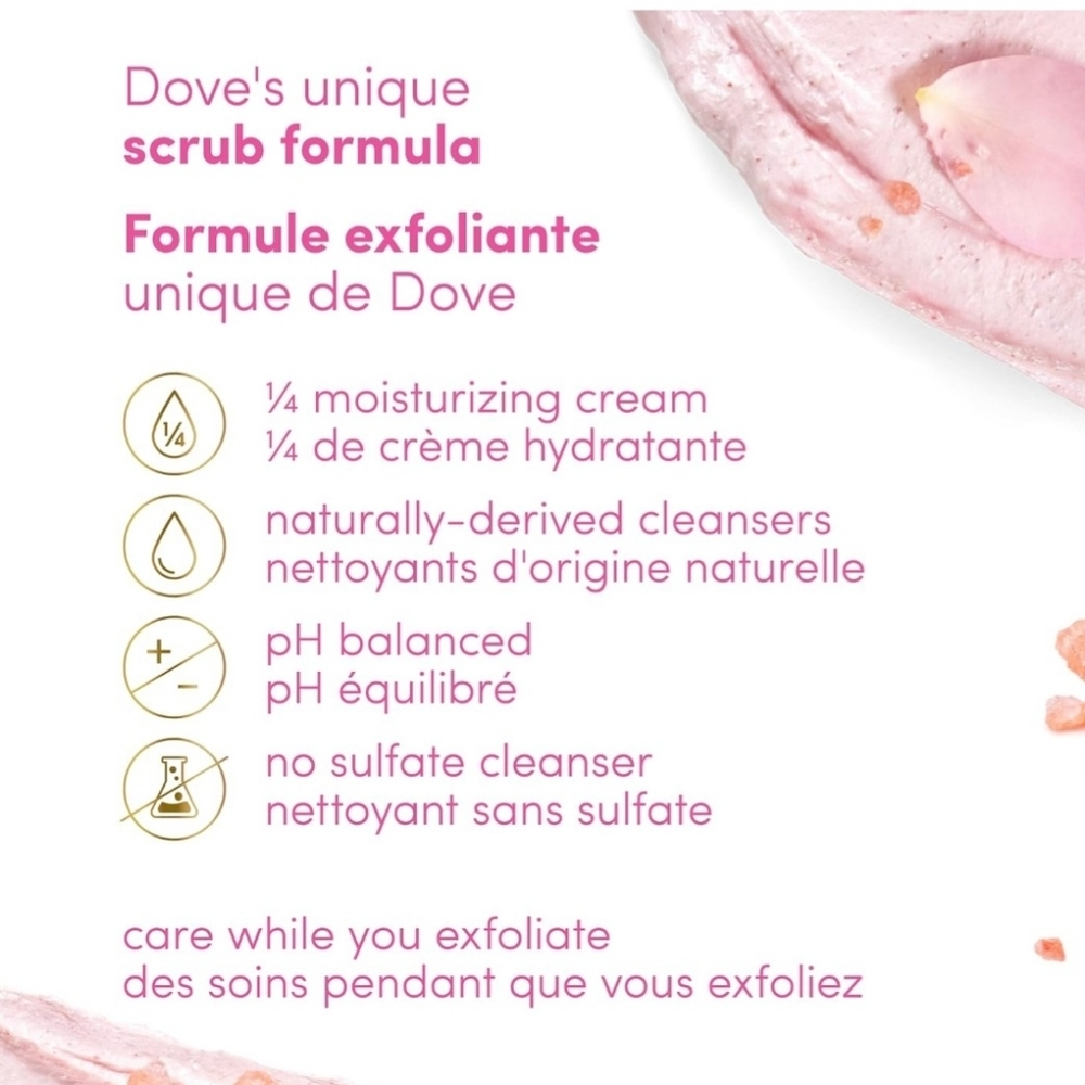 Dove Exfoliating Body Scrub Himalayan Salt And Rose Oil 10.5 oz New - Picture 3 of 5